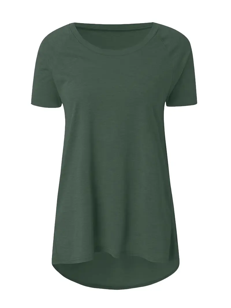 solid longline t shirt crew neck short sleeve t shirt casual womens clothing Product details 8