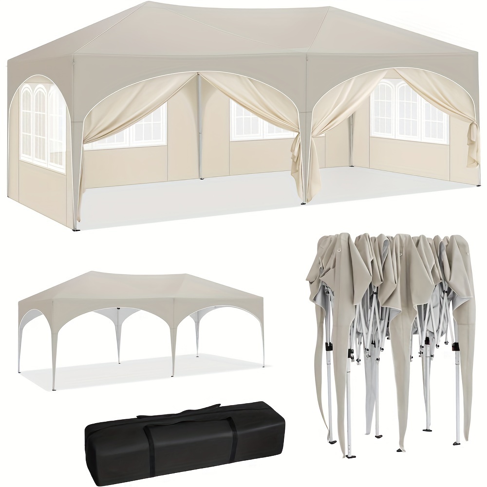 TEMU 1pc Outdoor Pergola Canopy, Folding Gazebo With Uv 50+ Sun & Uv Protection, Heavy-duty Portable Shelter Suitable For Garden, Camping, Poolside -