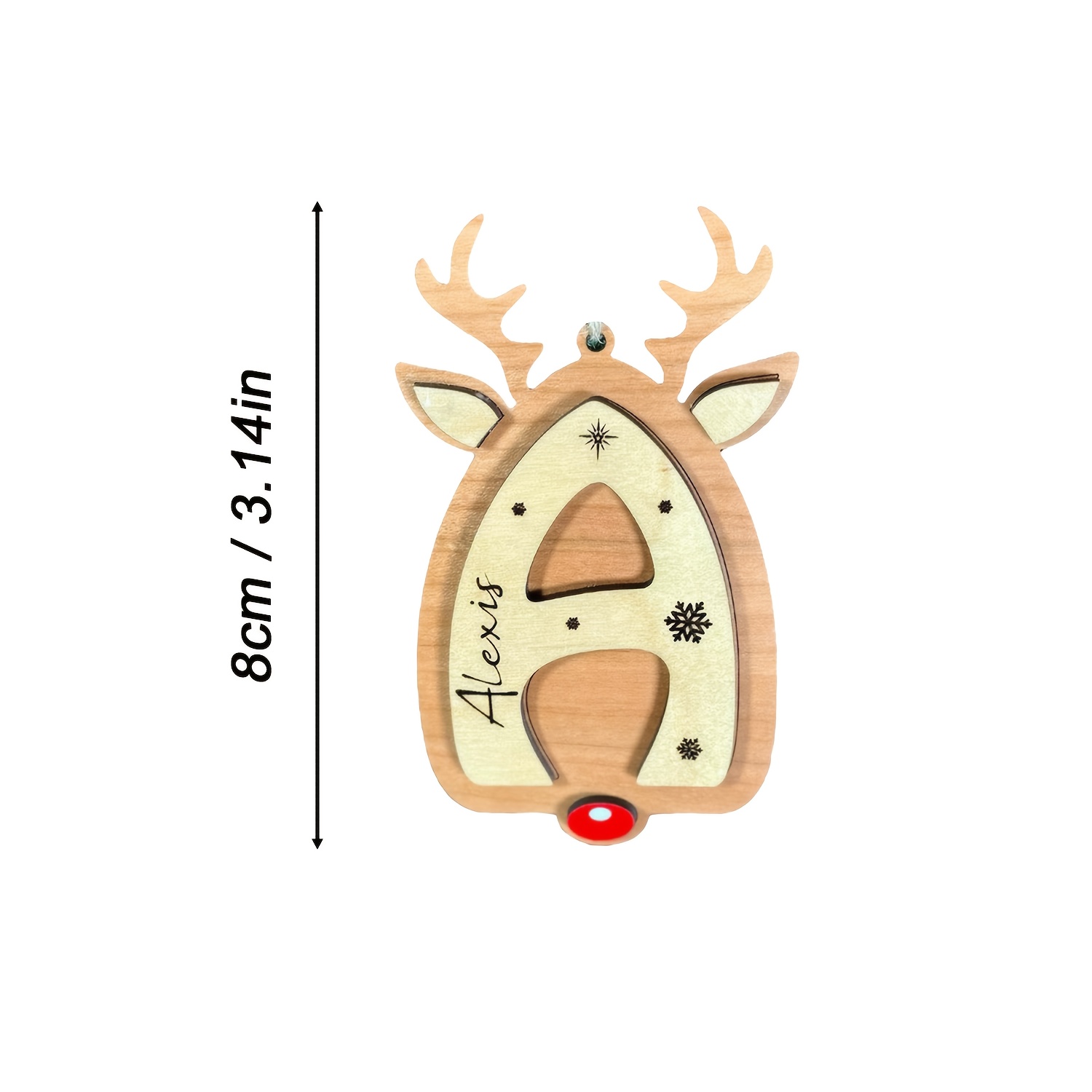 Image of 1pc Antler-decorated Initial & Letter Wood Pendants - Initials/ Letters, Wood Christmas Ornaments, Deer Antlers For Backpack Charms, Tree Decorations, Holiday Gifts For & (irregular Shape)