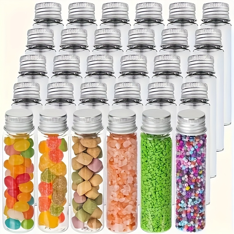 25pcs Plastic Transparent Tubes With Aluminum Screw Caps, Tubes For Candy, Bath Salts, , And Liquids