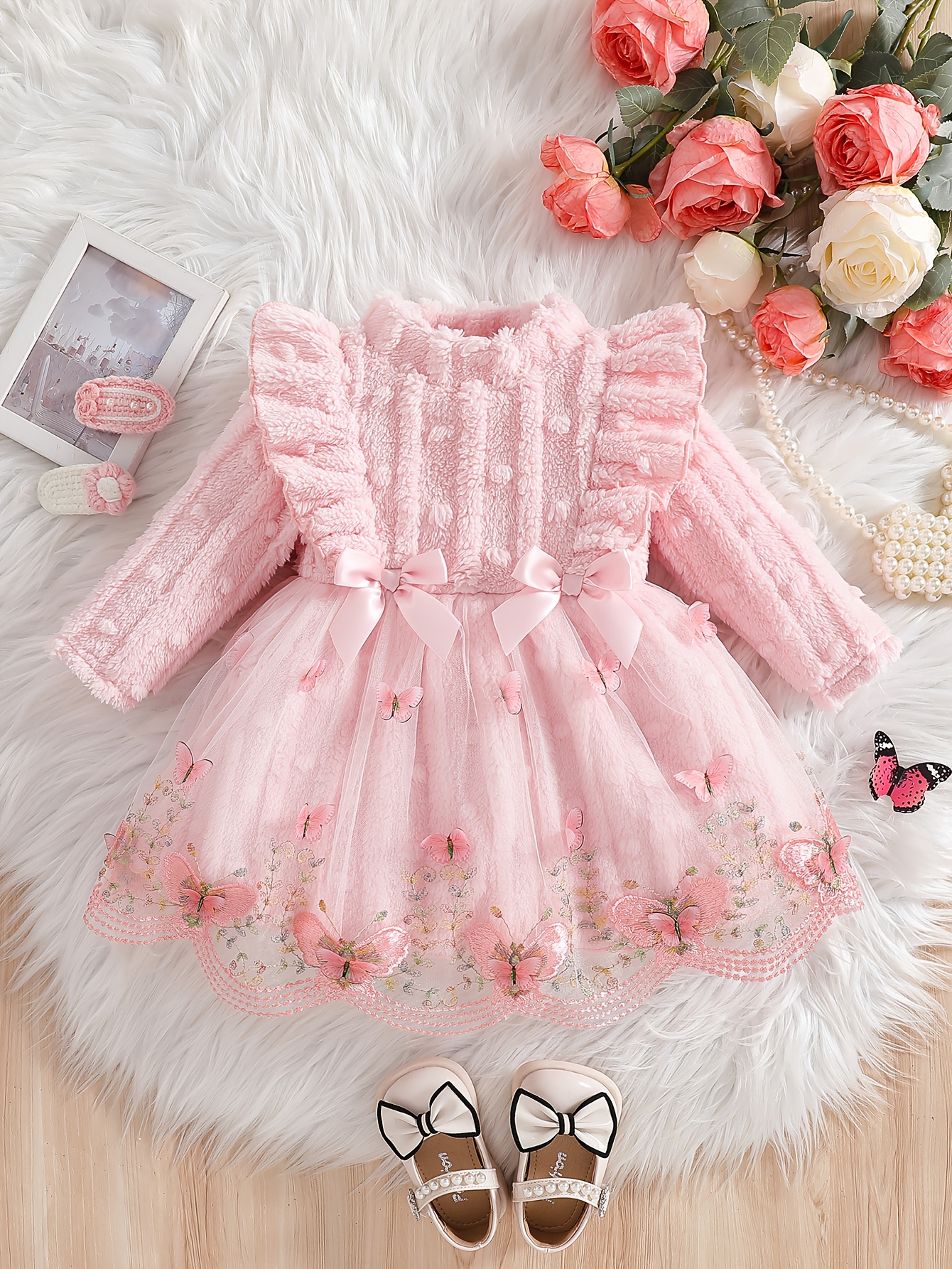 Girls' * Delicate Dress for Autumn/Winter, with Three-Dimensional Puff  Sleeves * Print, and * * Style, Back-to-School Outfit, Cute and Beautiful,  Suitable as a Birthday Gift