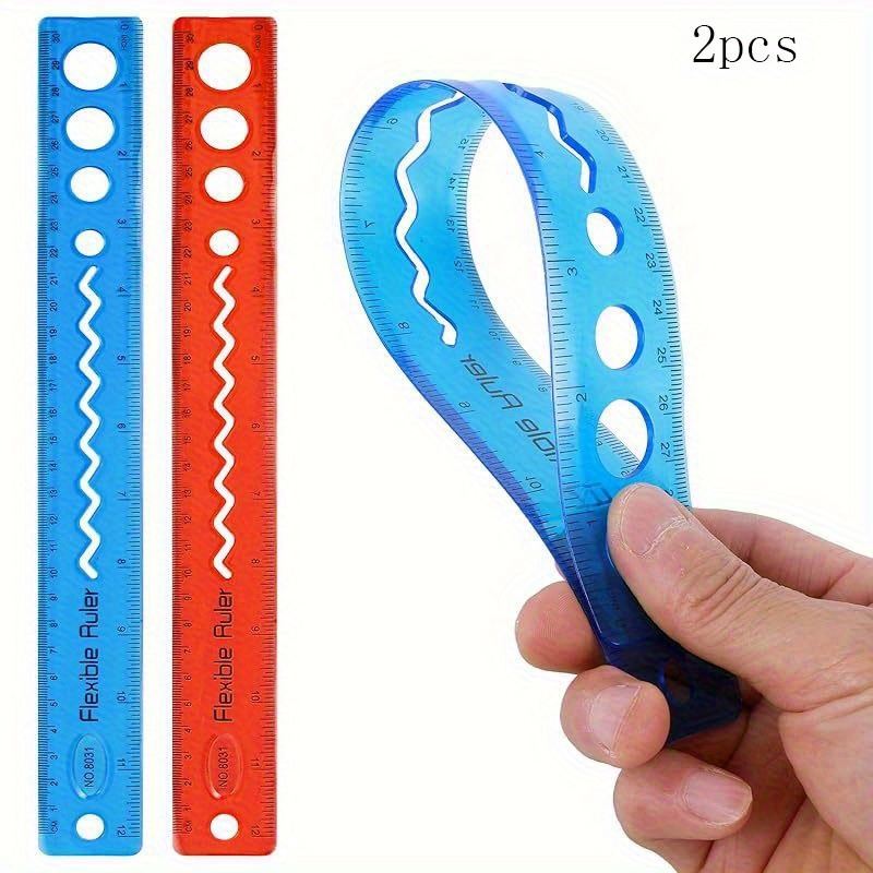 E-shop 2 Stück 30cm Kunststofflineal Flexible Lineal Weiches Lineal für Schüler und Erwachsene, Gerades Klassenzimmer-Lineal für die Schule