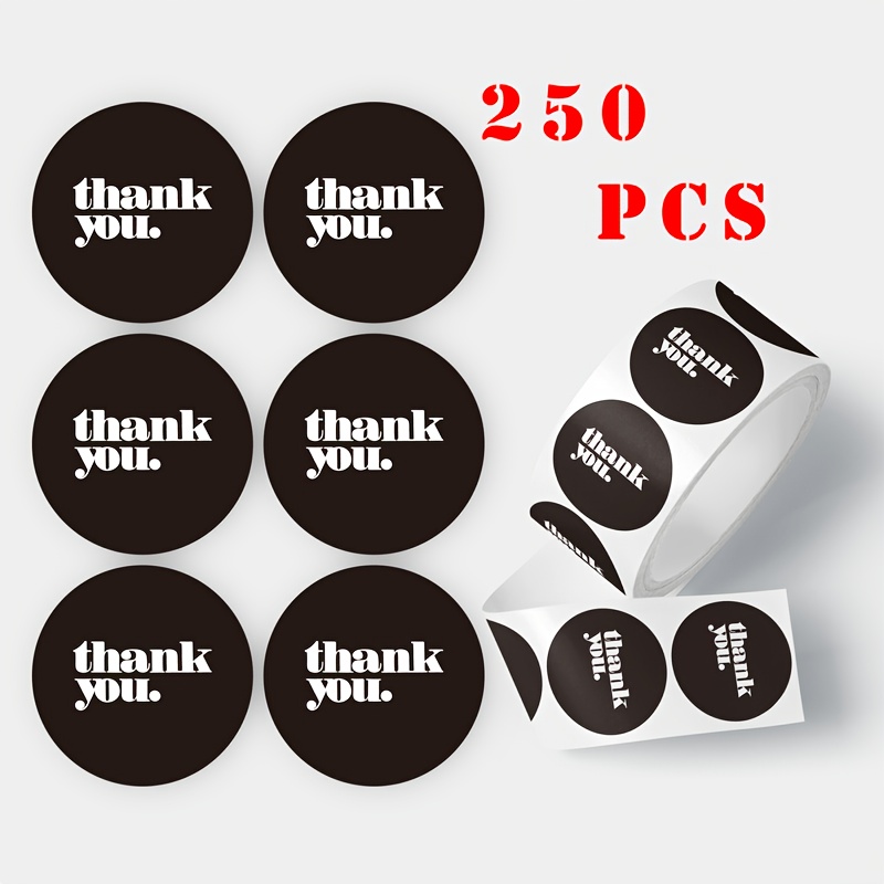 TEMU 250pcs Minimalist Style "thank You" Sealing Stickers - Black And White, Suitable For Gifts And Use