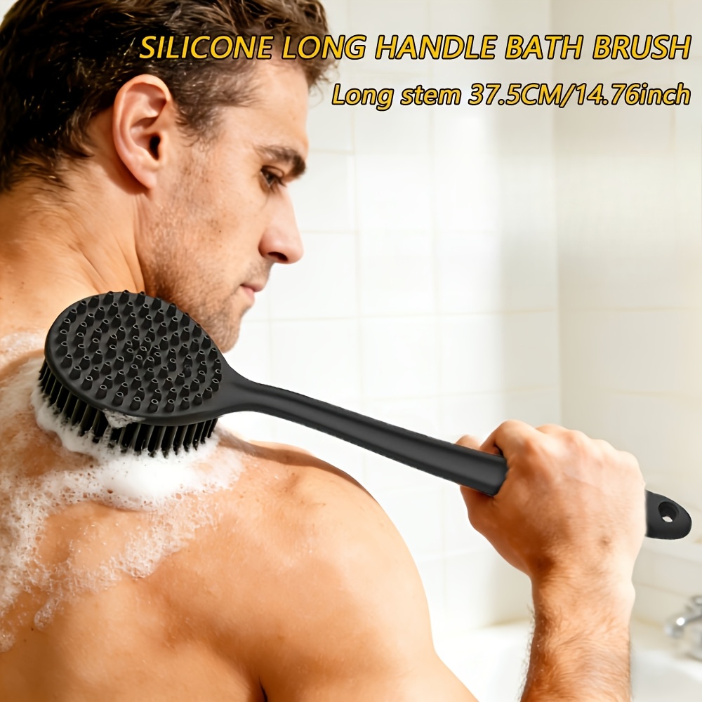 4pcs Shower Brush Set, Used for Back, Face, Body, And Scalp Massage, Gentle Frosted Long Handle Body Brush, Soft Bristles, Skin Cleansing Effectively Removes Dead Skin, Non Slip Grip, Used for Deep Cleaning, Shower Brush Set