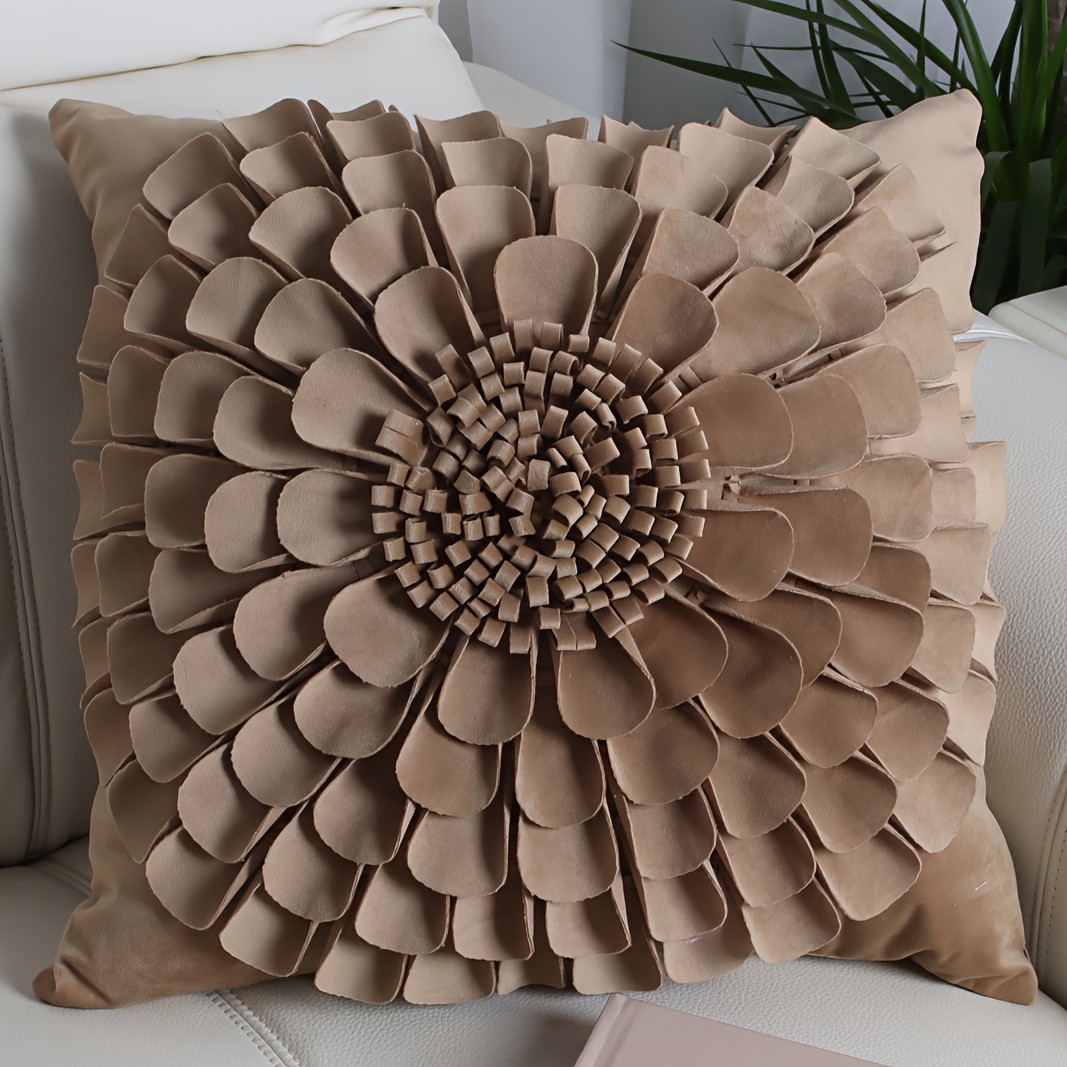 E-shop Handgefertigte 3D-Sonnenblumen-Florale Samt Dekokissenbezüge, 45x45cm Quadratische Kissenhüllen für Wohnzimmer, Bauernhausdeko in Lebendigen