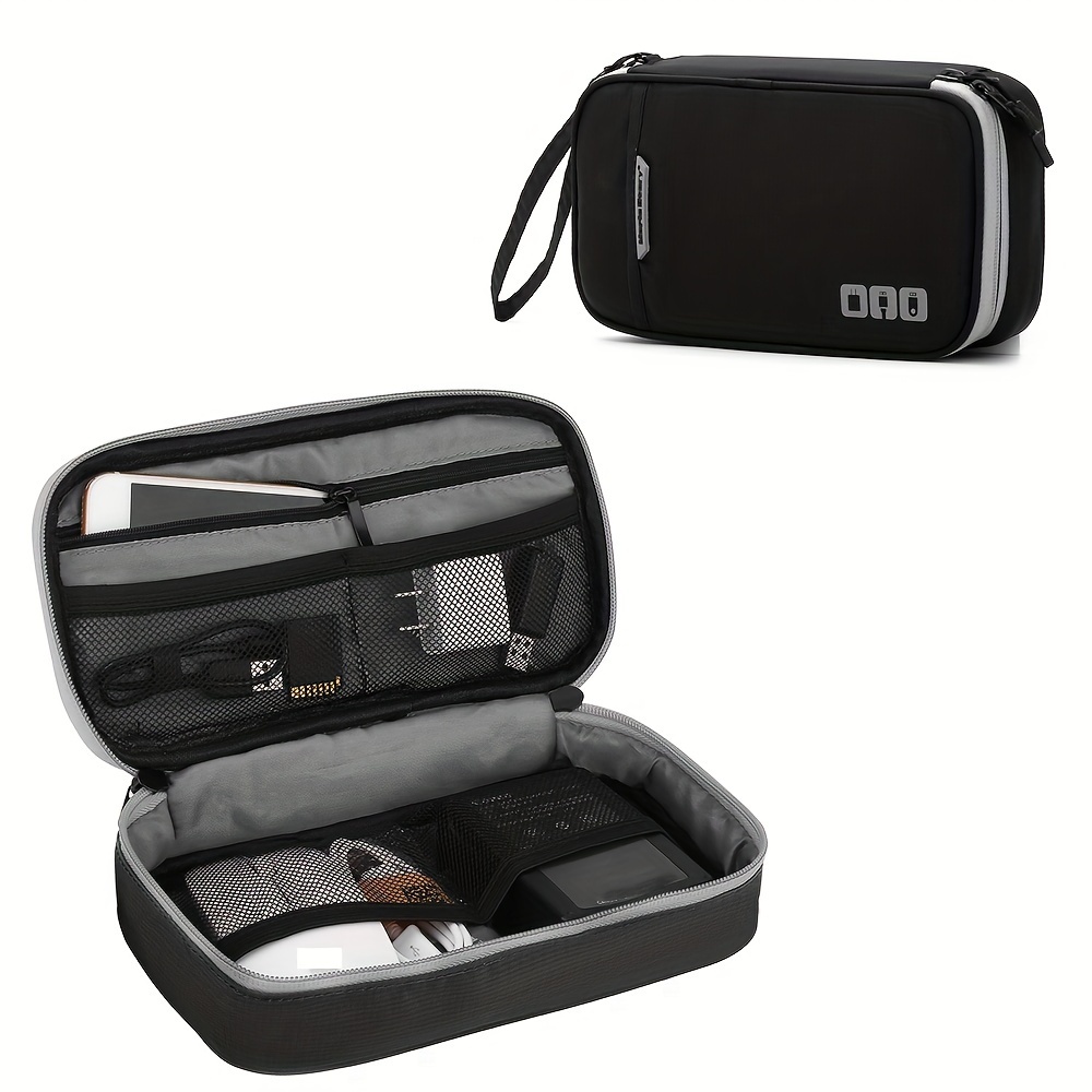 Travel Cable Organizer Pouch Electronic Accessories Carry Case Cable Storage Bag Portable -one Storage Bag For Cord, Charger, Phone, Earphone, Passport, Pen, Bank Card, Power Ban
