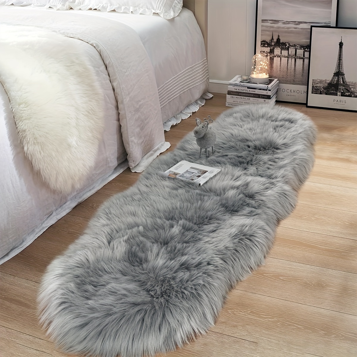 Image of Soft And Fluffy Sheepskin Carpet - Non-slip Artificial Fur Carpet For Bedroom, Living Room And Game Room - Washable And Durable - Very Suitable For Home Decoration And Dormitory
