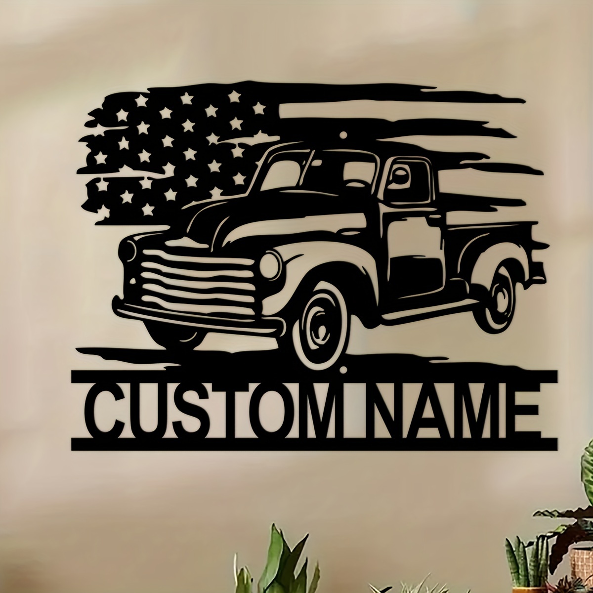 

Customizable American Metal Wall Art - Personalized Sign With Name, Farmhouse Decor, Rustic Living Room Office Decoration - Unique Gift For Patio, Porch, And Home