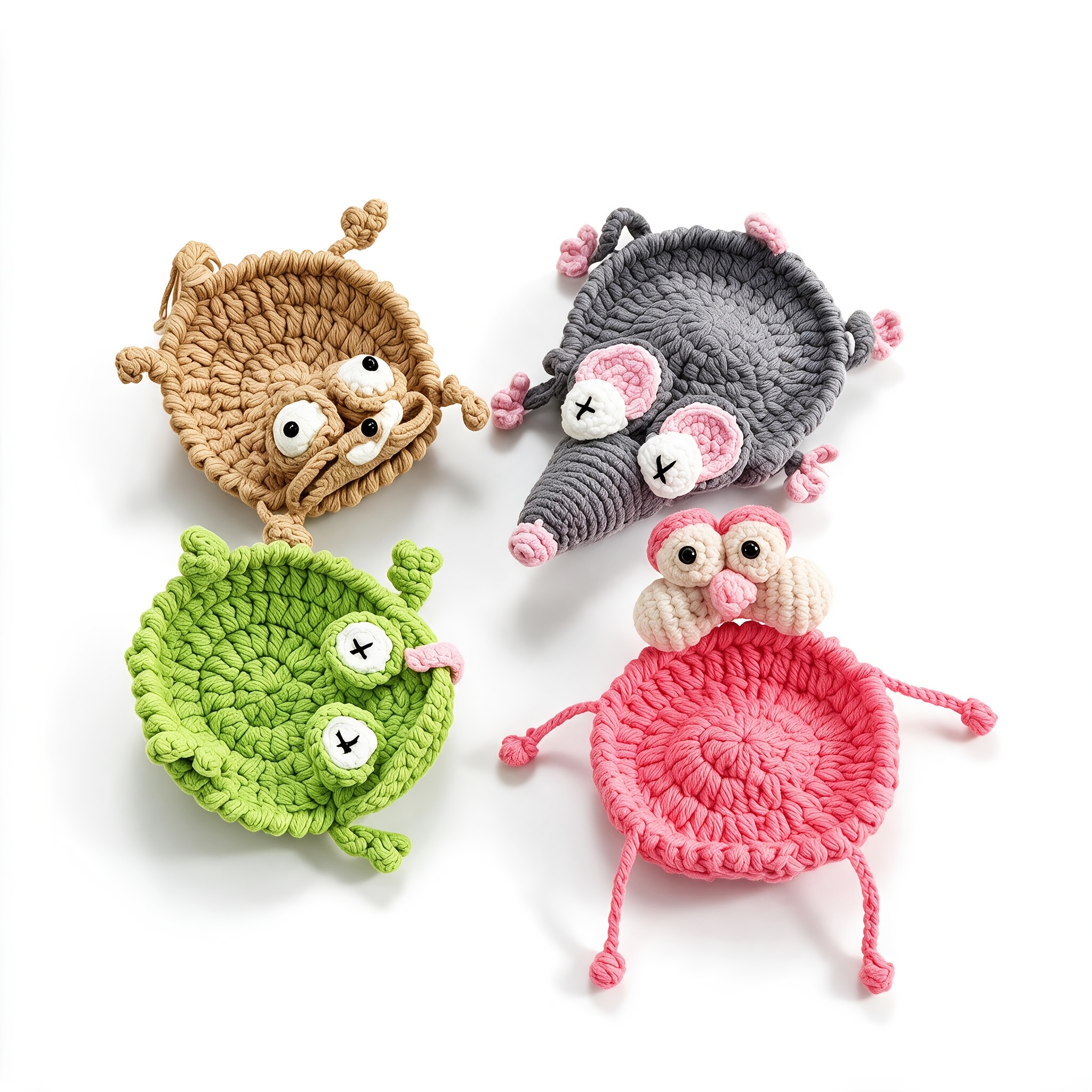 TEMU 4pcs Set Of Handmade Stress Relief Animal-shaped Coasters, Desktop Decoration Coasters, Party Beer Festival Desktop Decorations, Home And Office