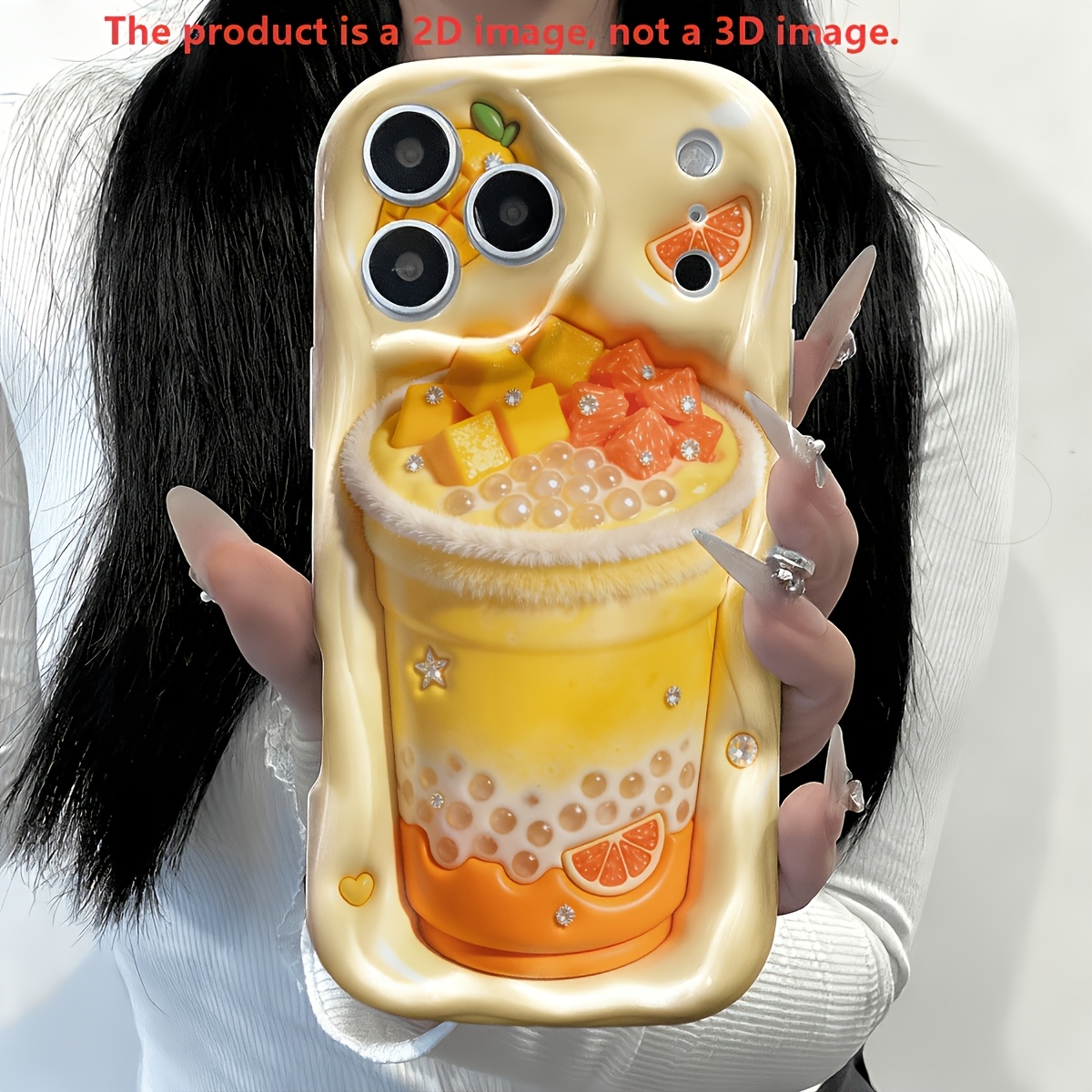 Phone Case - Bubble Phone Case, Trendy Kawaii Drink Print, Cute Summer Aesthetic, Unique Scalloped Wavy Frame Edge, Shockproof Soft Tpu Protective Cover For Iphone 17 16 15 14 13 12 11 Pro Xs