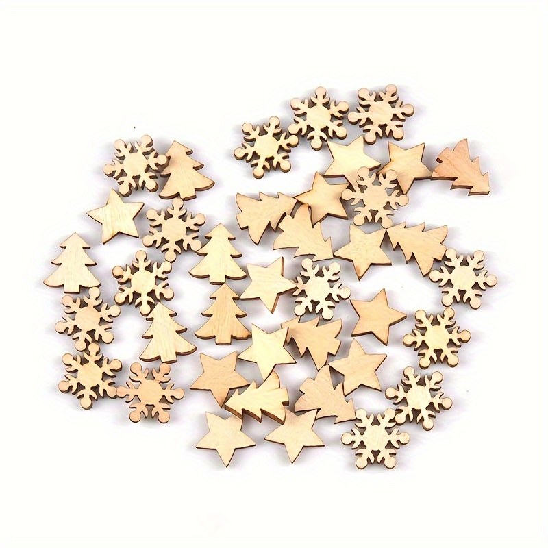 

100pcs Christmas Tree, & Wooden - 1.5cm Wood Diy Decorations For Projects