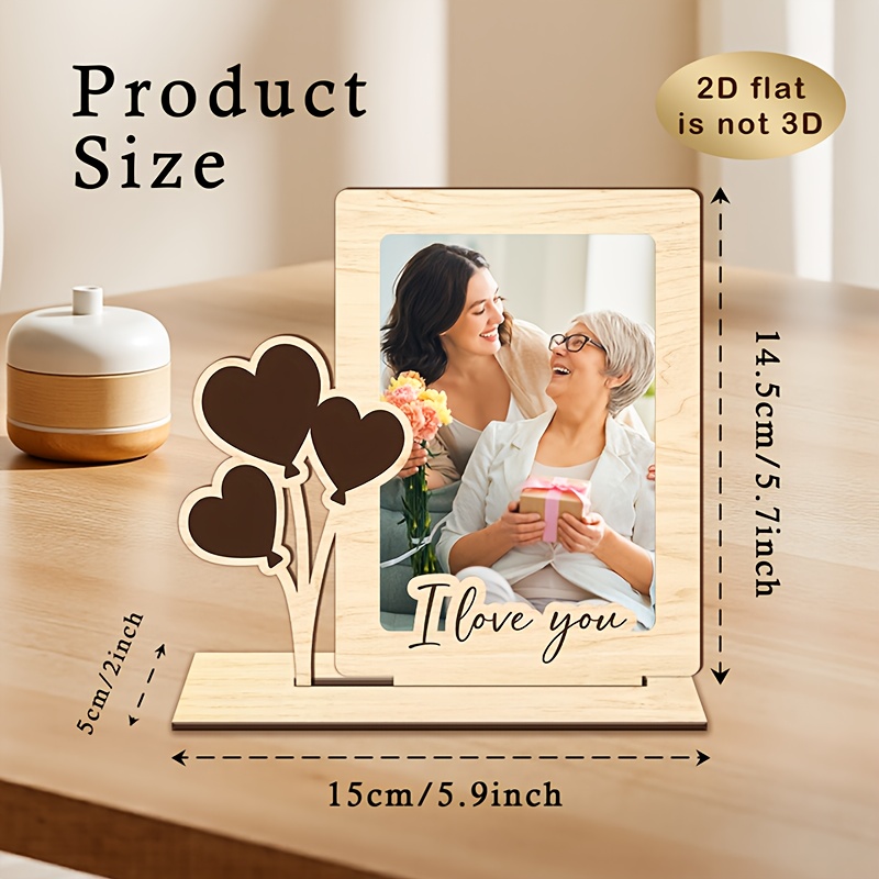 TEMU 2D Piatto, 2D Piatto 1pz Foto Personalizzate "Ti Amo" Ornamenti in Legno da Scrivania, Regalo per del Pap� e , Decorazione a Cuore, Decorazione