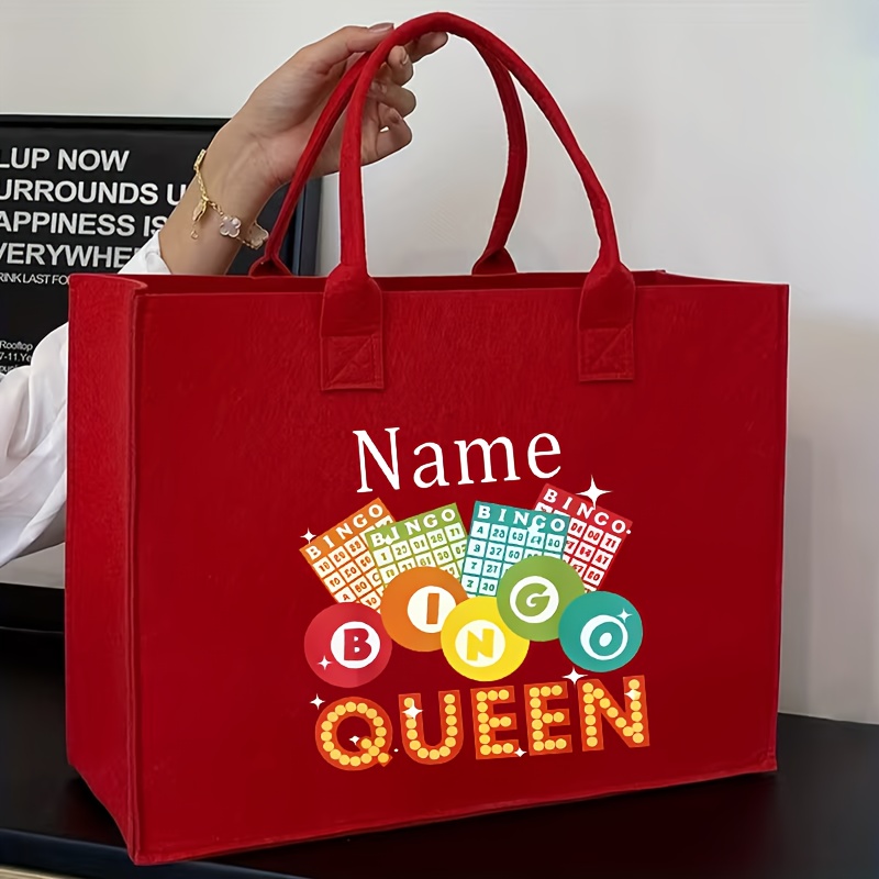 TEMU Personalized Bingo Game Tote Bag With Custom Name/number Bingo Dots - Bingo Call - Fiber Bag Suitable For Birthday Parties, Bingo Nights, Daily