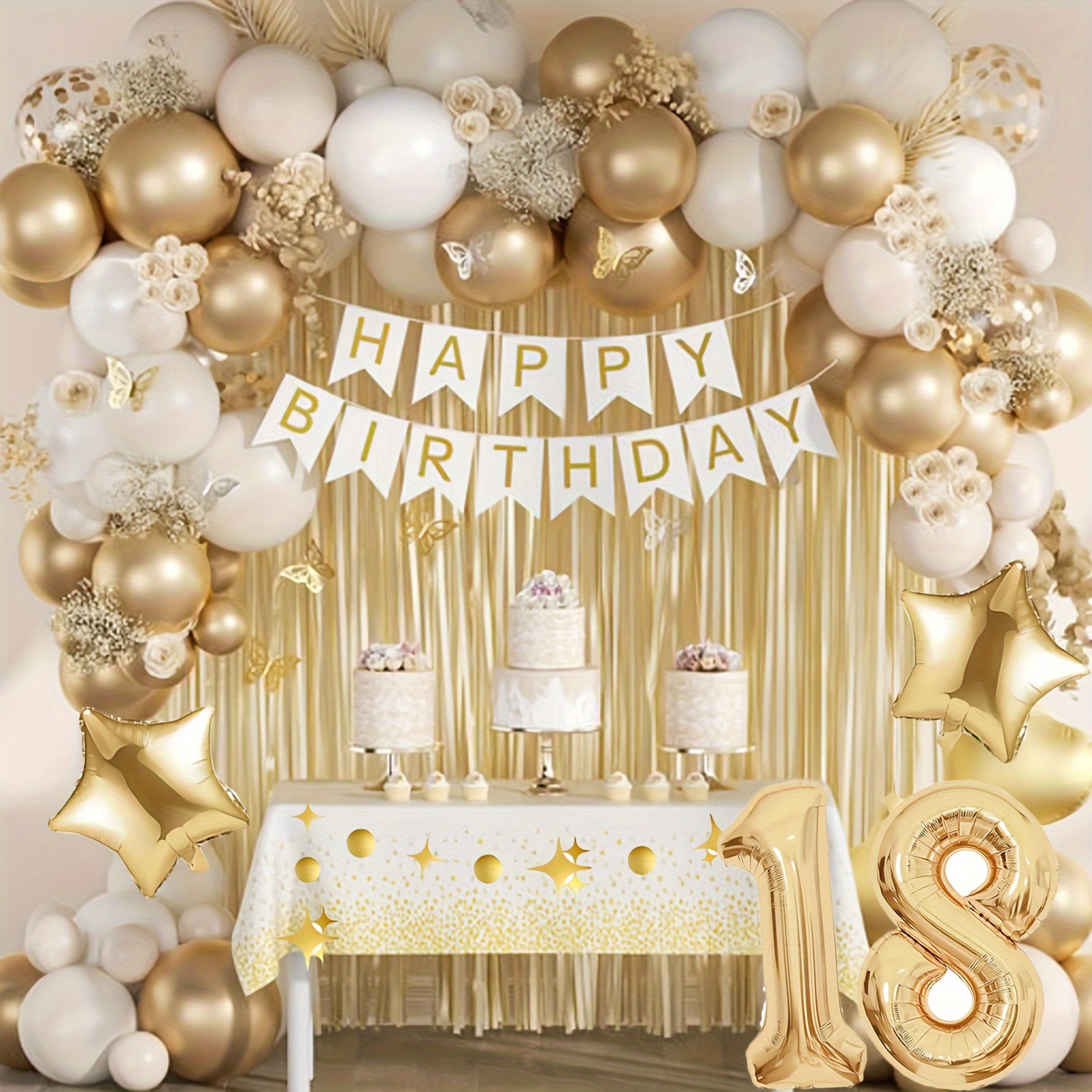 Décorations De Fête D'or Avec D'anniversaire, L'or Blanc De La Cake Toppers For Birthday Party Supply Uouoeinnuu
