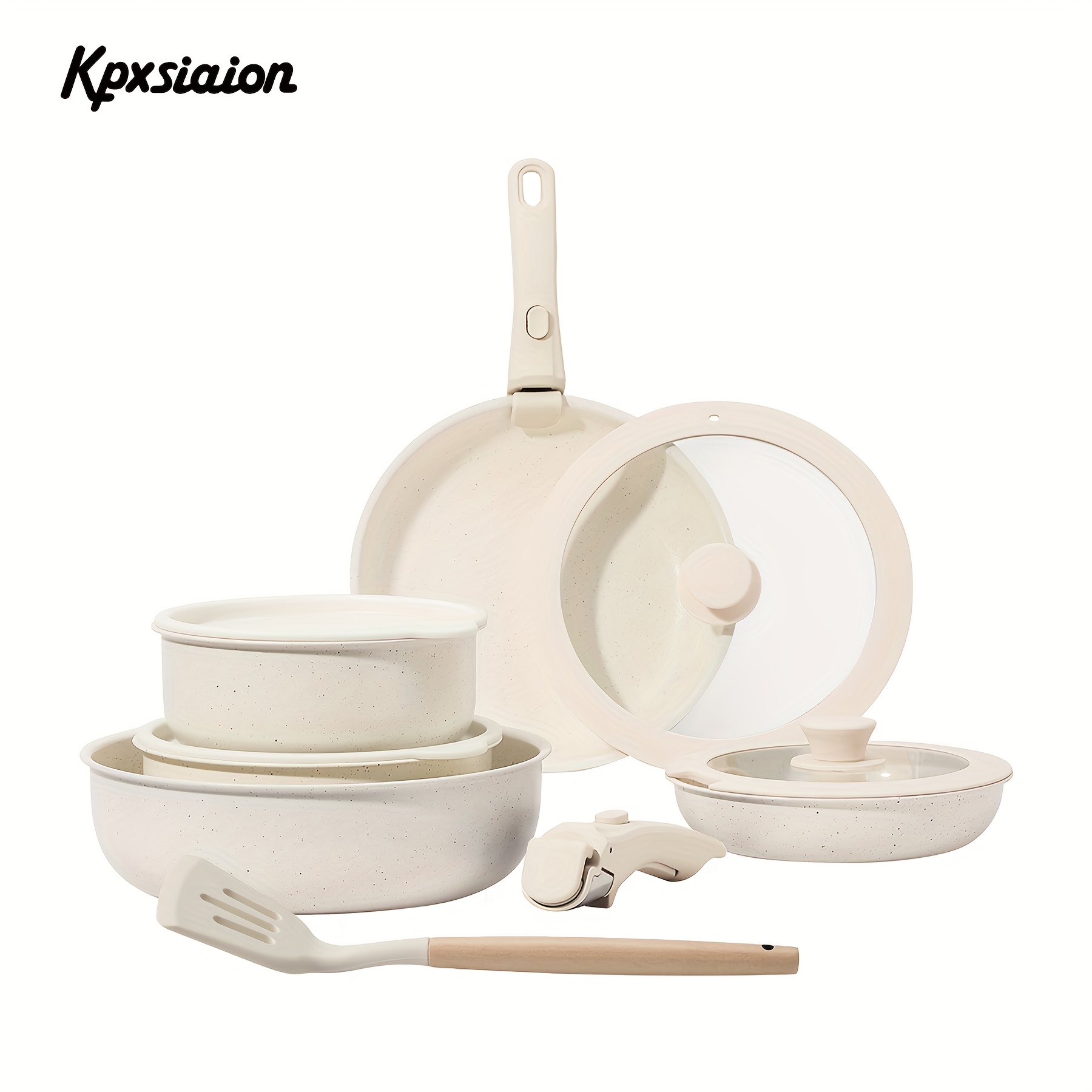   ceramic coating nonstick cookware set 12pcs with detachable handle induction dishwasher oven safe pans and pots set