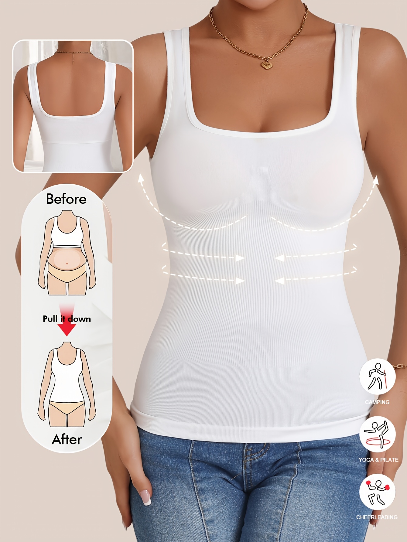 Midjeträningsväst för dam, Ärmlös Bekväm Formande Underkläder, Fitness Korsett Sportkläder