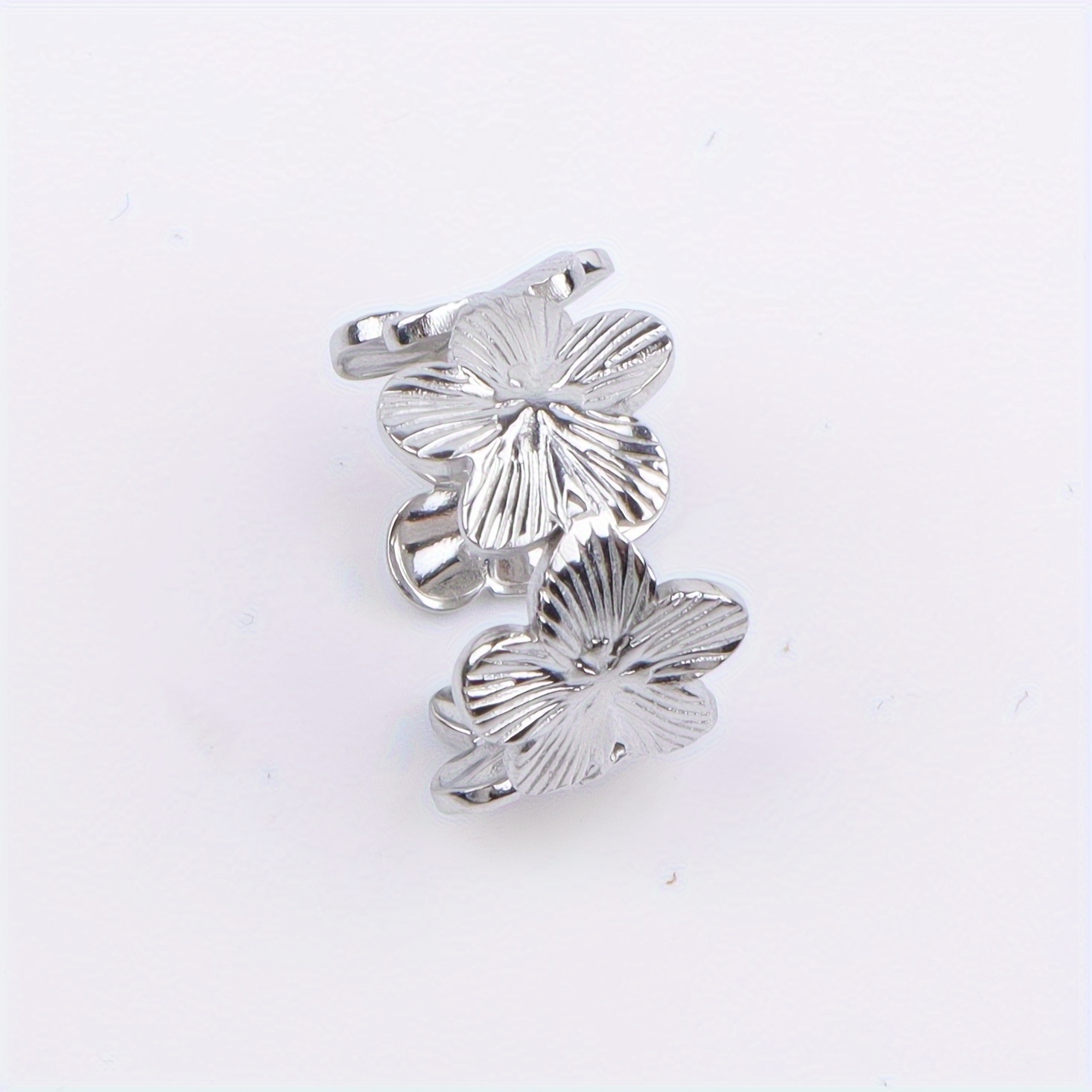Floral Butterfly Stainless Steel Open Ring - Romantic Gift