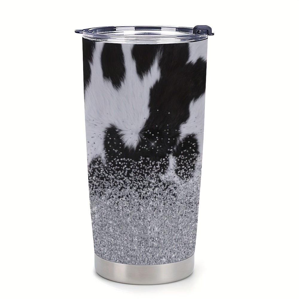 Black/White Cow Print Stainless Steel Tumbler