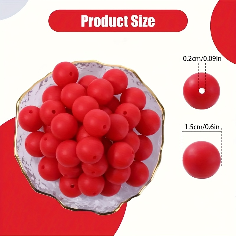 TEMU 24 piezas de cuentas redondas de silicona de 15 mm - Multicolor, material duradero y no para manualidades DIY, pulseras, llaveros y accesorios