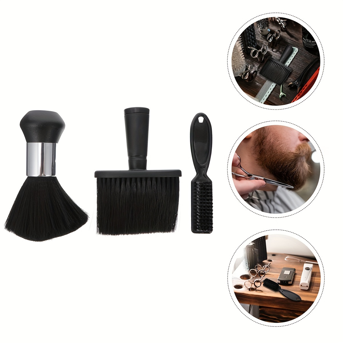 3pcs hair break brush cleaning brush hair cutting neck dusting brush hairdresser face cleaning brush hairdressing neck dusting brush plastic comb male model details 2