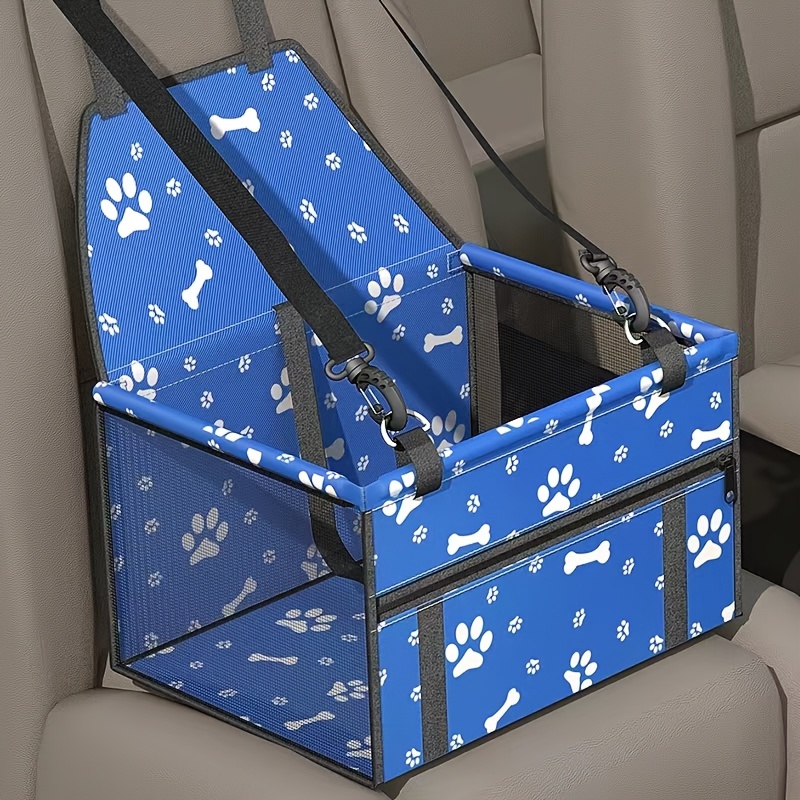 

Breathable & Washable Oxford Dog Car Booster Seat - Soft Folding Pet Travel Carrier With Safety Leash For Cats & Dogs