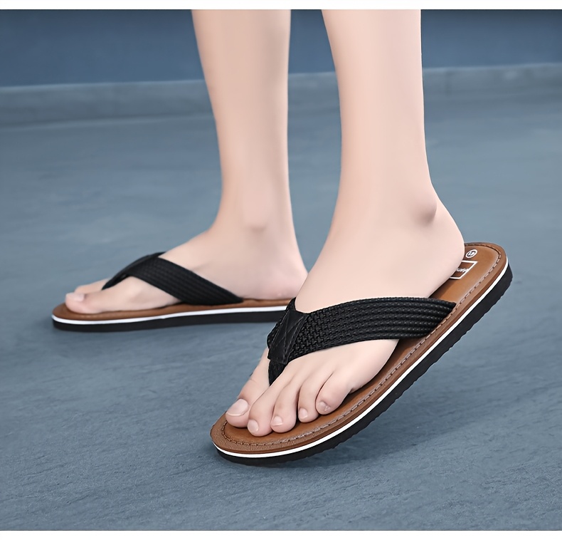 mens minimalist solid color slip on sandals breathable lightweight eva sole fabric upper round toe casual outdoor   shoes Product details 7