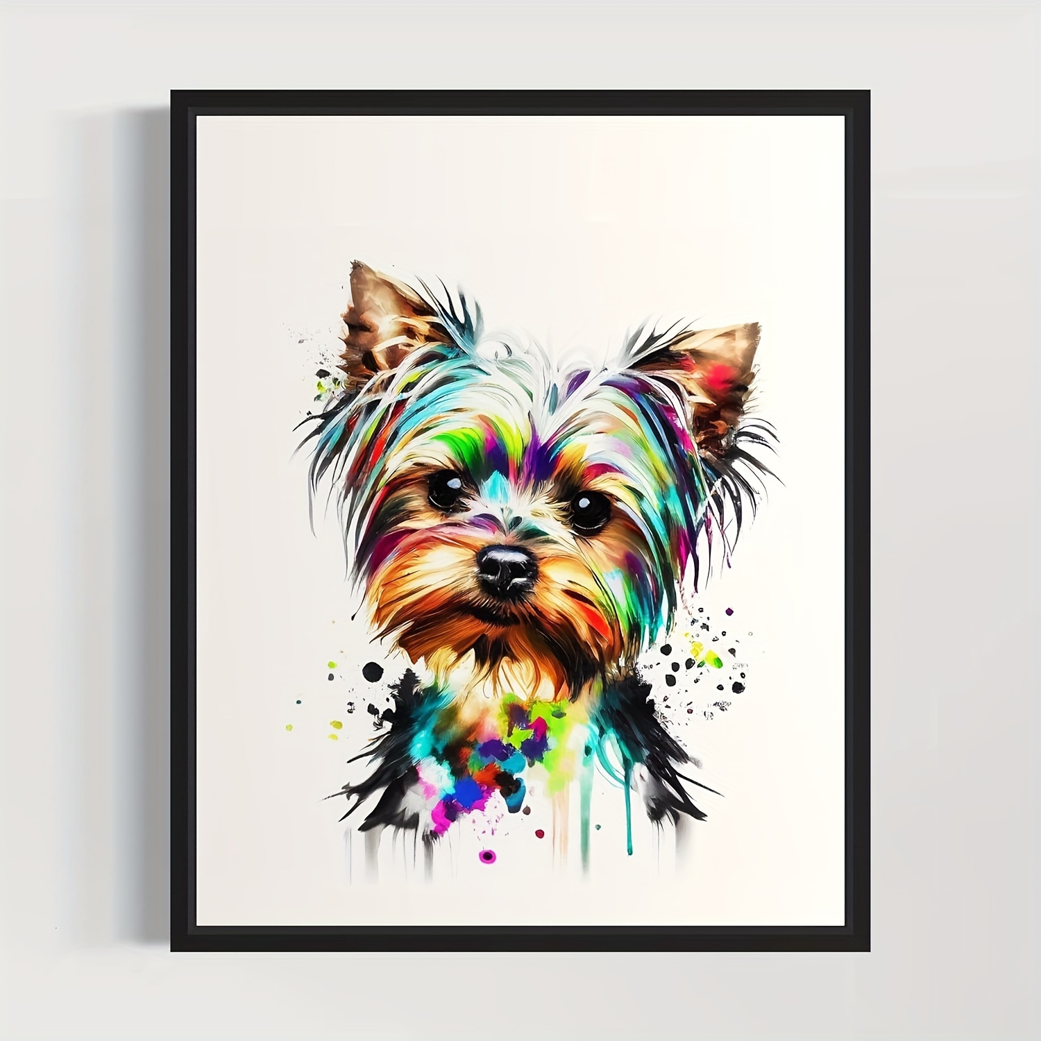 

1pc, Yorkshire Terrier Art Poster Canvas Painting, Wall Art Decoration, Popular Dog Artist Home Artwork For Bedroom, Living Room, Bathroom Decoration, Colorful Dog Photo 12x16 Inches Frameless