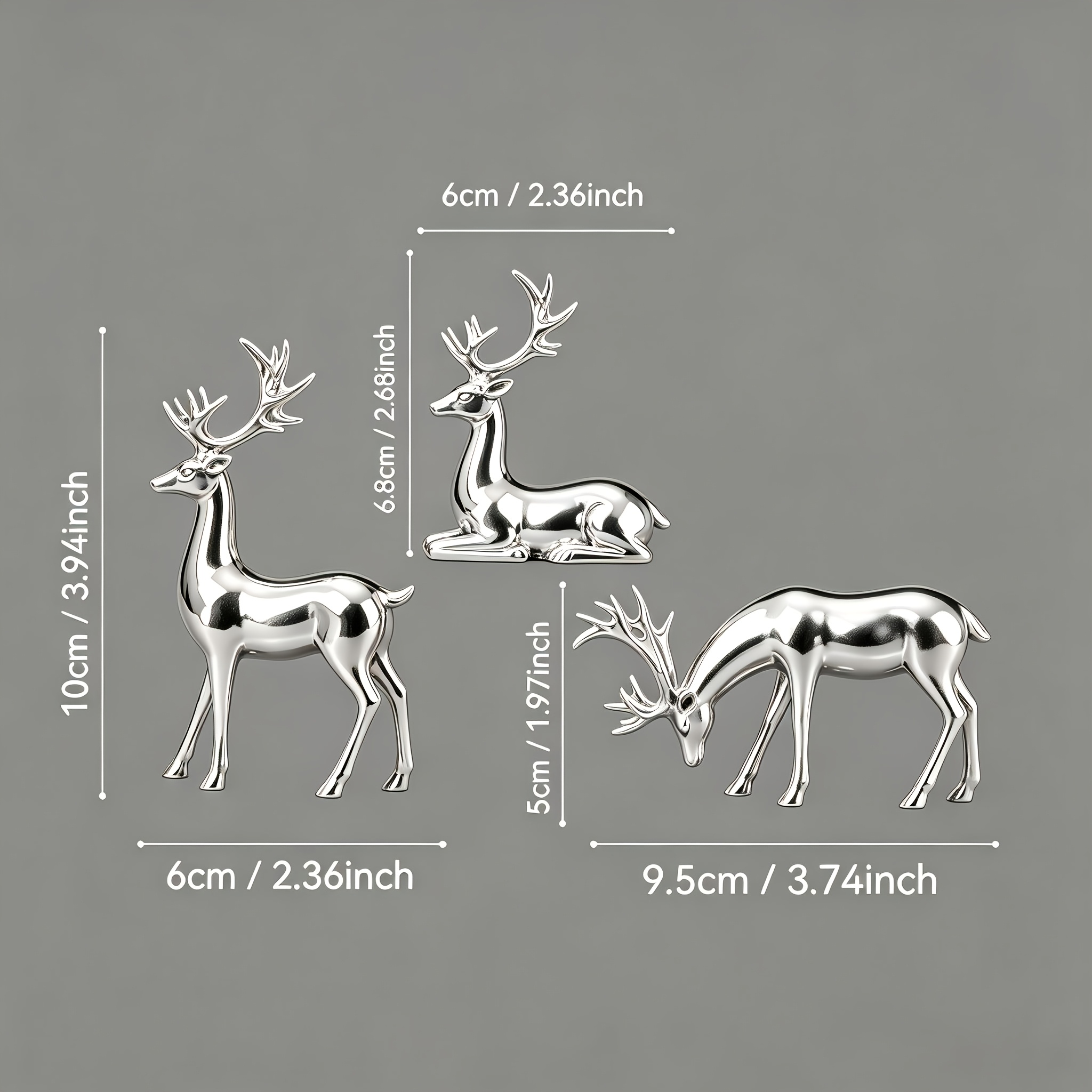 TEMU 3pcs Specification Christmas Reindeer Statues Small Ornaments, Collectible Figurines, Home Decoration Ornaments, Office, Bedroom, Living Room
