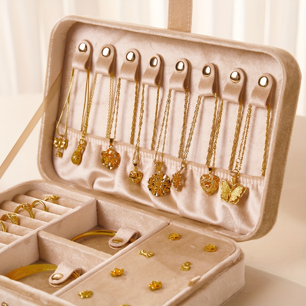 Premium Velvet Jewelry Box, Portable Large-capacity Jewelry Storage, Necklace, Earrings, Rings, Multi-layer Dustproof Storage Box, Exquisite Gift, Very Suitable for Birthday Gifts and Christmas Gifts, Jewelry Boxes