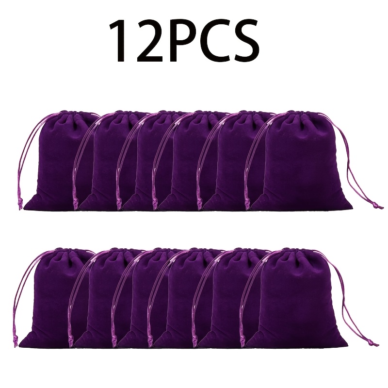 TEMU Cadeau pour elle/lui, lot de 12, couleurs et tailles aléatoires disponibles, ensemble de sacs de rangement pour bijoux en velours pelucheux,