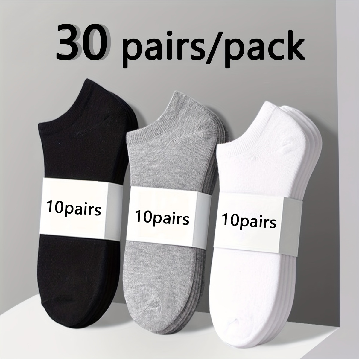 

10/20/30 Pairs Men's Short Simple Socks, Sports Sweat-absorbing Anti-odor Non-slip Socks For Outdoor Fitness Basketball Running