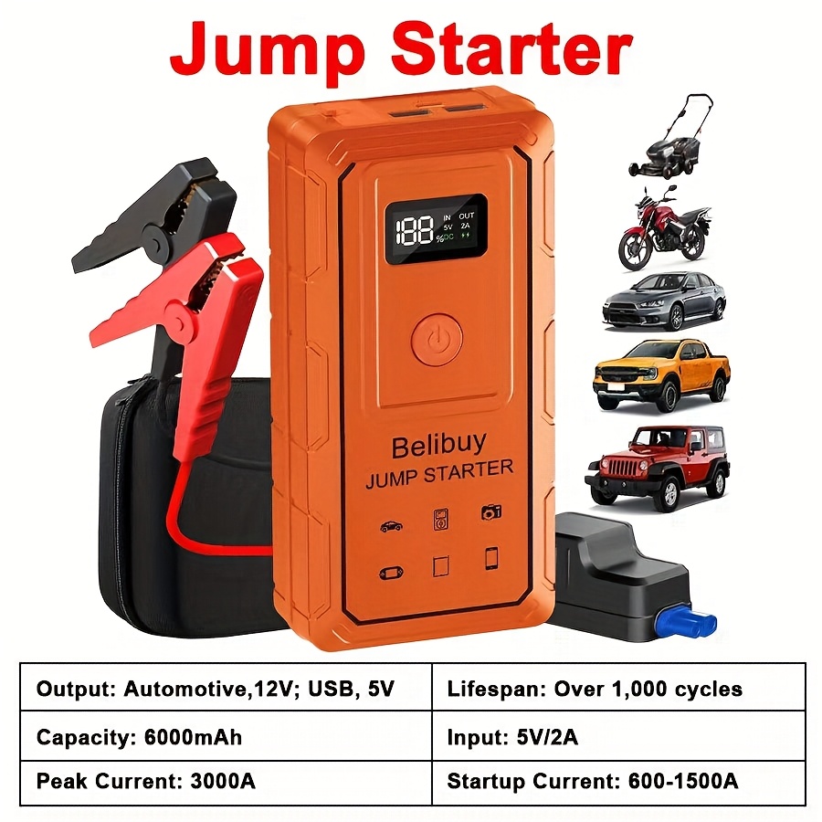 high   starter advanced portable emergency car starter powerful 6000mah rechargeable battery usb charging suitable for vehicles under 36v   version reliable emergency power Product details 6