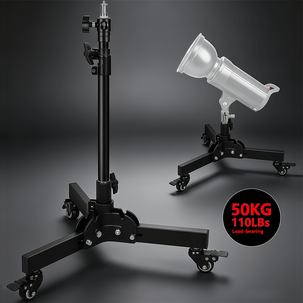Image of 183cm Metal Floor Light Stand Photography Fill Lighting Stand With 3pcs Casters Wheel Dual-use Background Light Stand