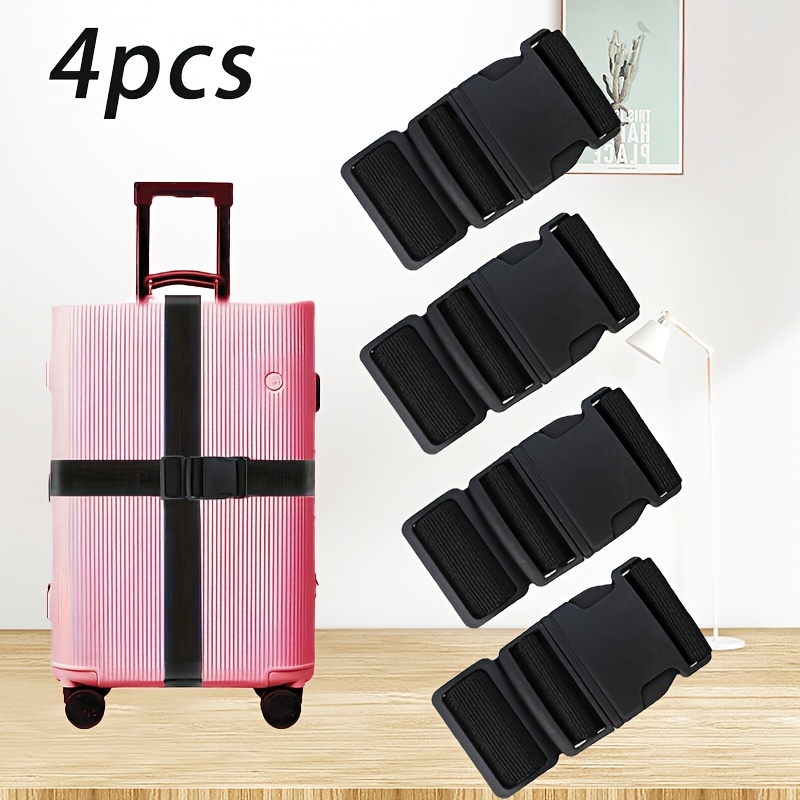 TEMU 4pcs Luggage Straps Release - Durable Polyester Suitcase Security Straps, Anti-theft Travel Accessory, Sporty & , Easy Clean