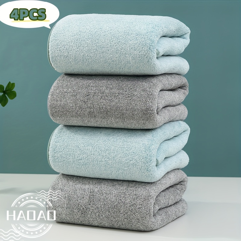 

4pcs Ultra- Fleece Bath Towel Set - Quick-dry, Microfiber With Star Pattern, 300 Gsm - Ideal For Bathroom & Spa, Contemporary Style, Bath Towels For Bathroom