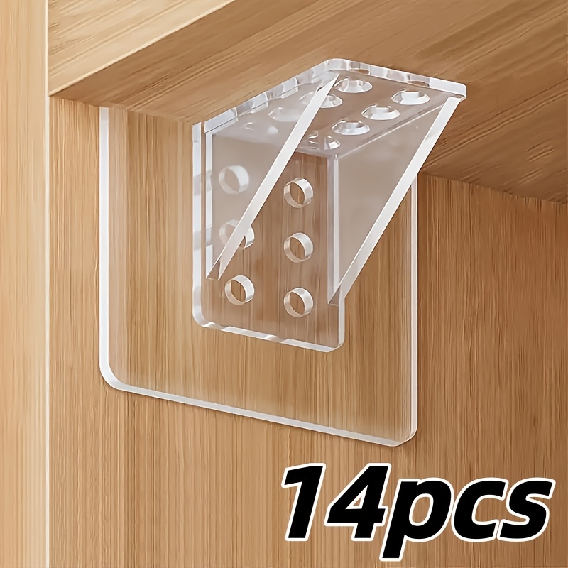 14pcs Heavy-duty Transparent Acrylic Shelf Brackets - -mounted Storage Rack Supports, 30kg/66lbs Capacity, 7x7cm/2.75in Wide, For Home Office, Shelves