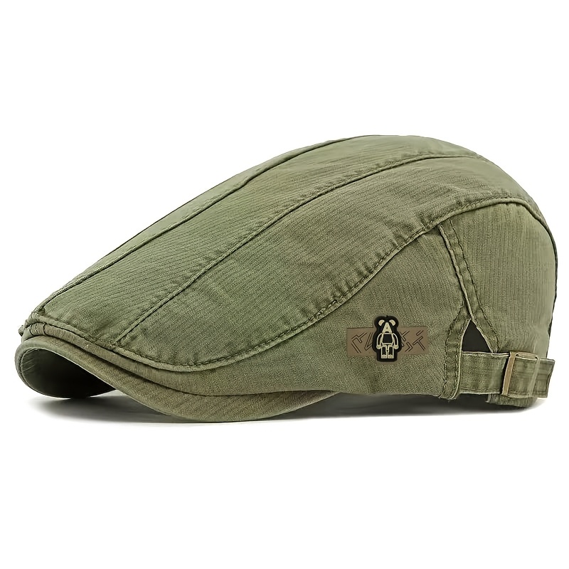 TEMU Men' & Women' Retro Brimless Flat - Adjustable Pvc-coated Suitable For - Daily Wear, Lightweight Closure, Solid Color Unisex Hat For Casual,