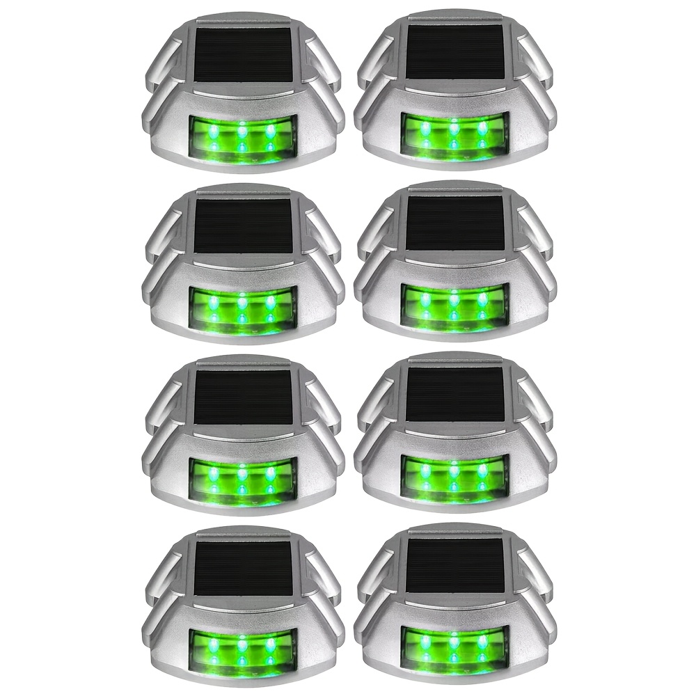 TEMU Solar Path Marker Lights 8/10pcs, Ip65 Cast Aluminum Led Deck Lamp, White Green Outdoor Lighting For Driveway Stairs Garden Yard