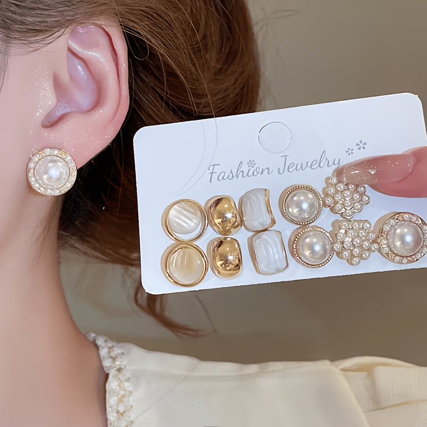 TEMU 12 piezas de aretes de corte francés adecuados para , fiestas, uso diario - Tachuelas redondas bohemias minimalistas con accesorios metálicos