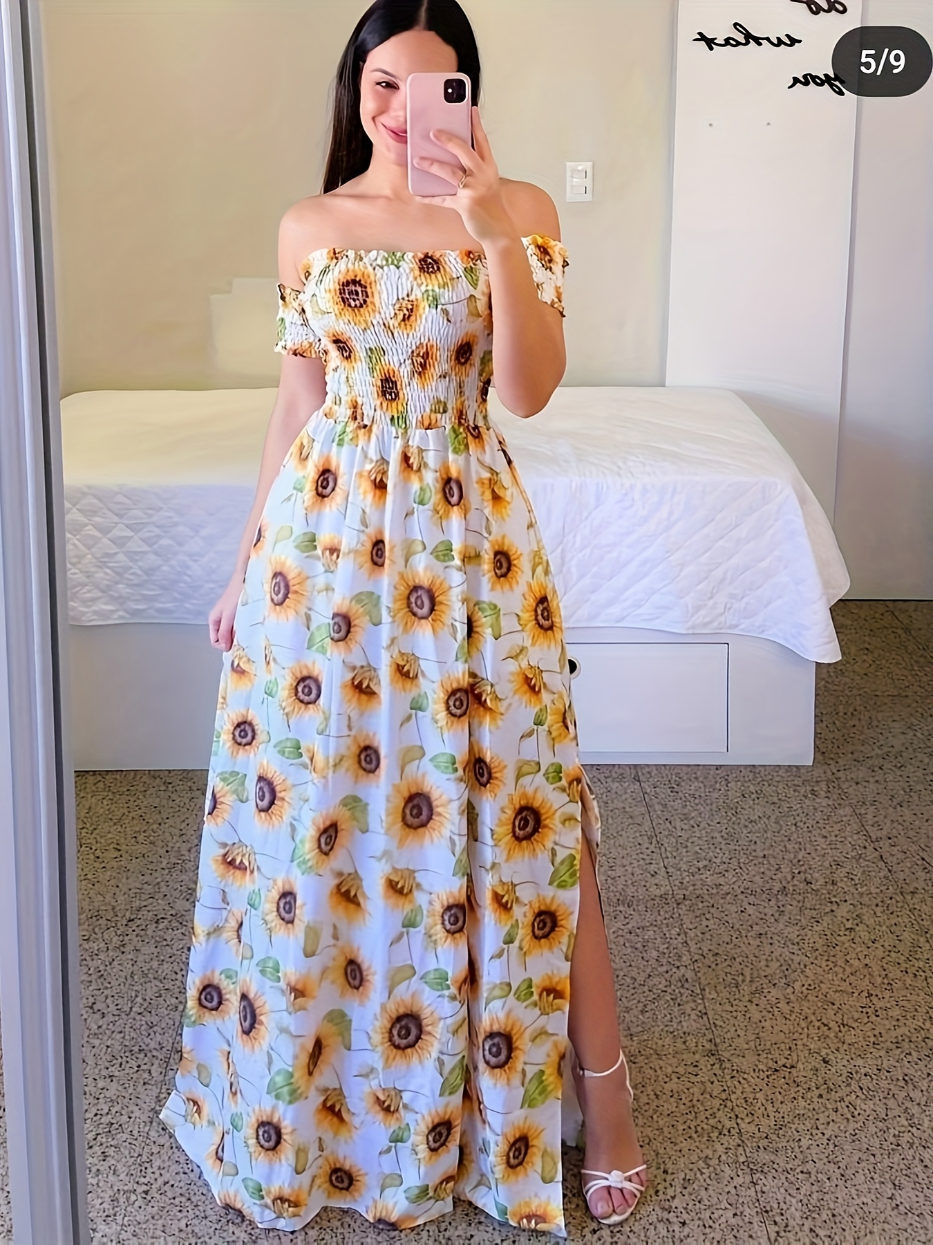 sunflower dress sold on Temu Canada