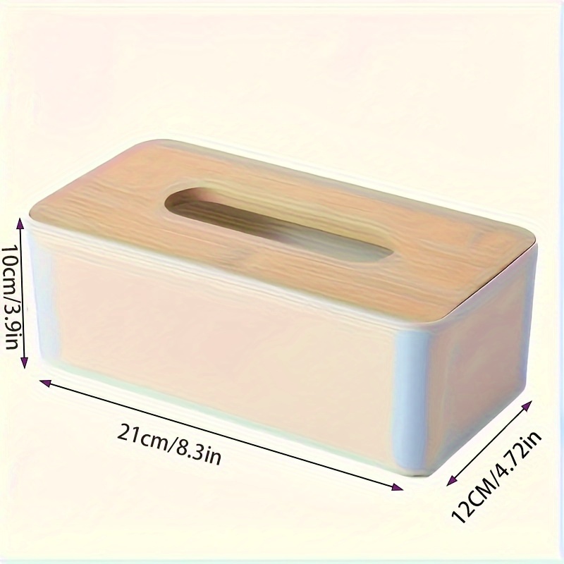 A Tissue Box With A Plastic Base And Bamboo Lid, Designed For Disposable Tissues. An Elegant Storage Dispenser For Home And Office Use, Perfect For Dining Tables And Coffee Tables.
