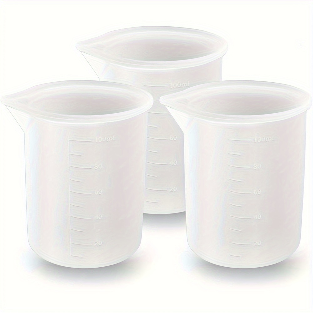 

Lot de 3 Tasses à Mesurer en Silicone avec Échelle, 100ml - Parfaites pour l'Artisanat de Résine DIY & la Fabrication de Bijoux