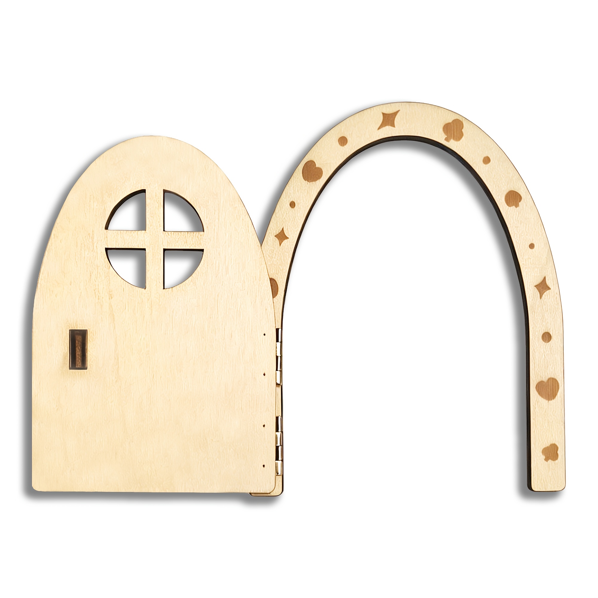 TEMU 1pc, Wooden Fairy Door, Mini Hinged Elf Door, Used For Wall And Tree Decoration, Dollhouse And Micro-landscape Additions, Magical Role-playing