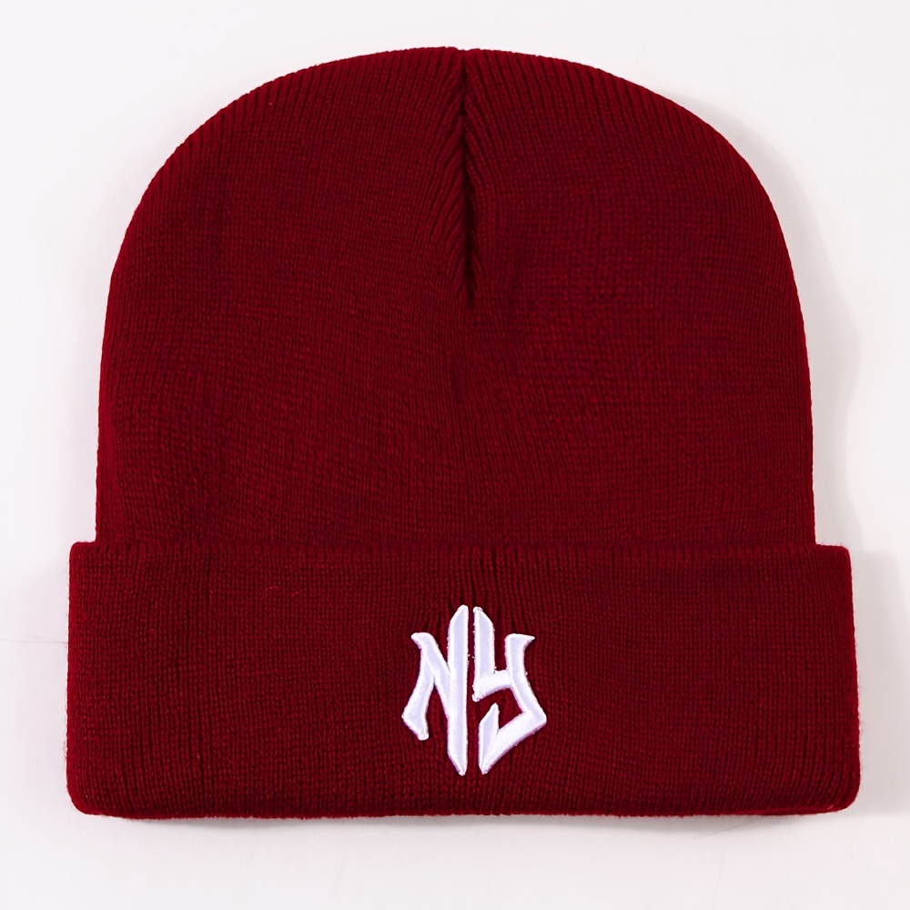 letter embroidery graphic beanie trendy black white couple