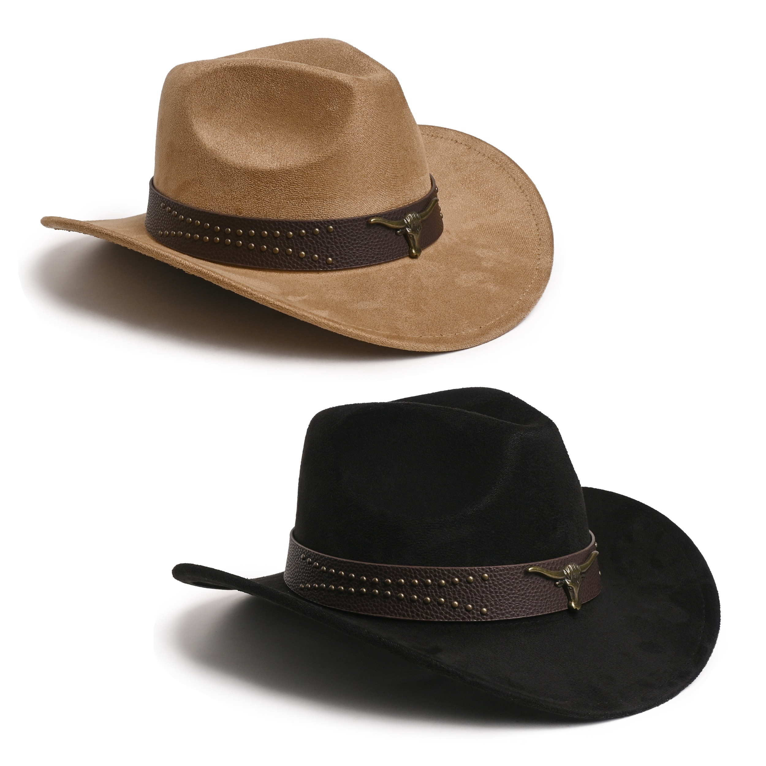 vintage style western cowboy hat with bull accent  display picture 3