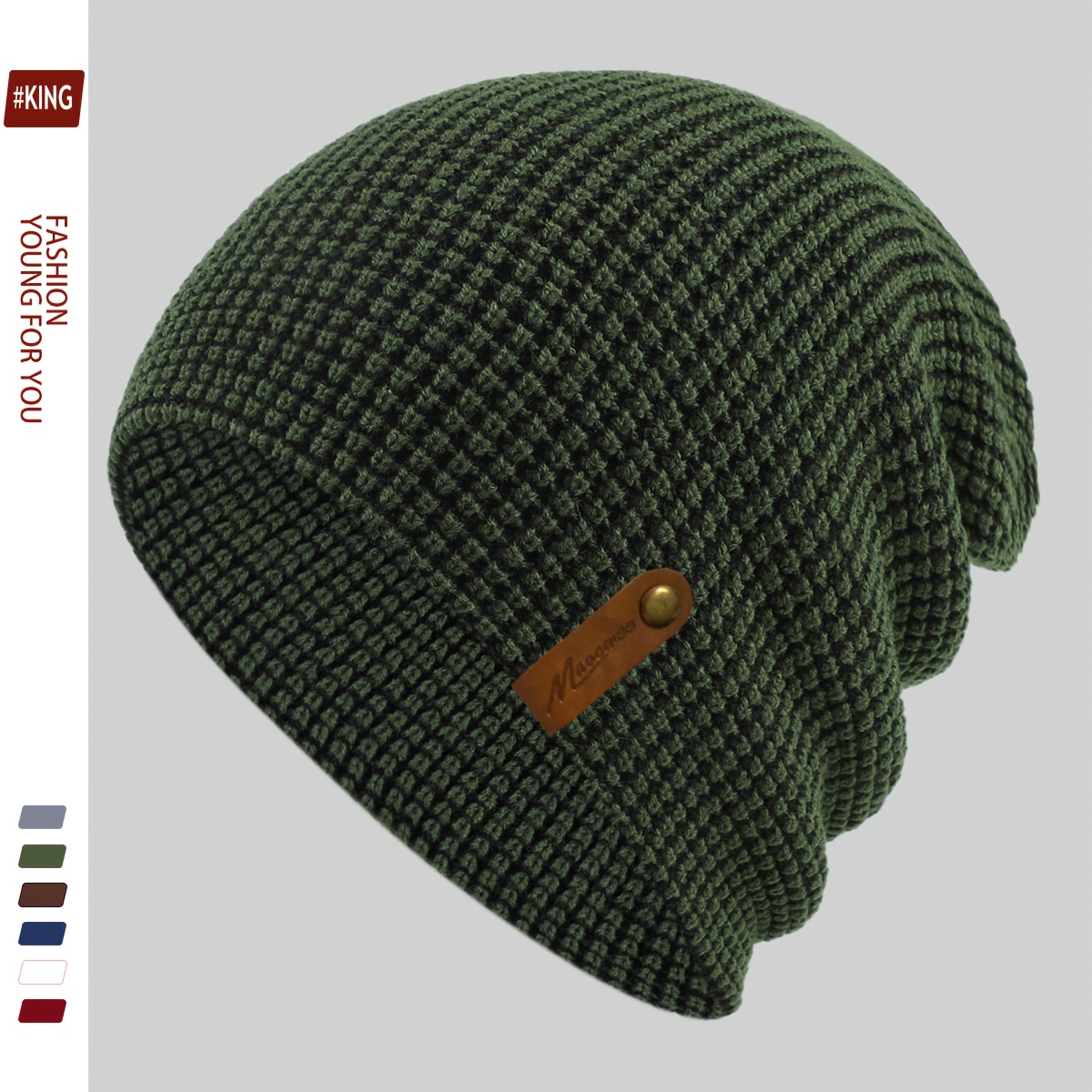 TEMU 1pc Black Outdoor Truck Driver Papa Beanie, Fashionable Black Warm Winter Hat Unisex Style Striped Men Women Outdoor Sports Warm Hat Autumn