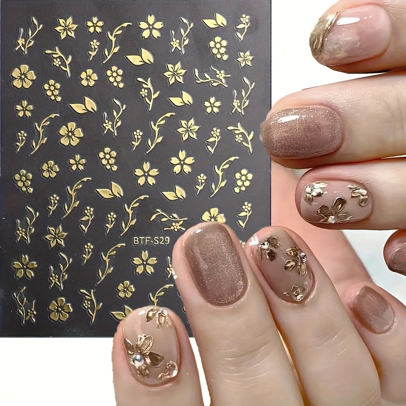 floral nail art stickers and decals set, cherry   embroidered self-  nail embellishments, paper botanical nail decor with   for plastic  , plant theme single-use unscented irregular shapes - beauty & health - Temu Nigeria