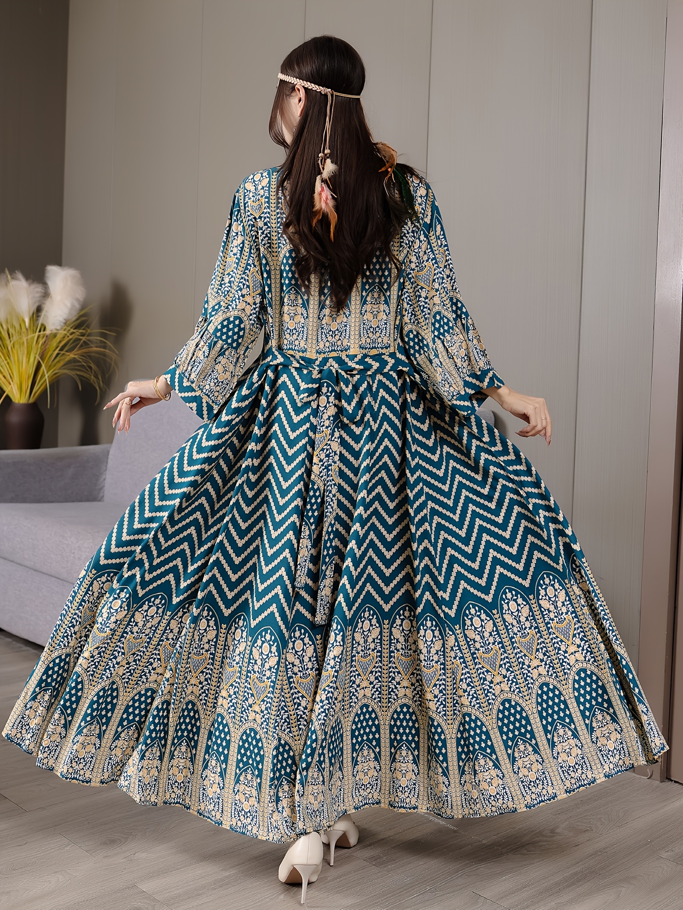 blue and white embroidered maxi dress Hale Bob main image 0