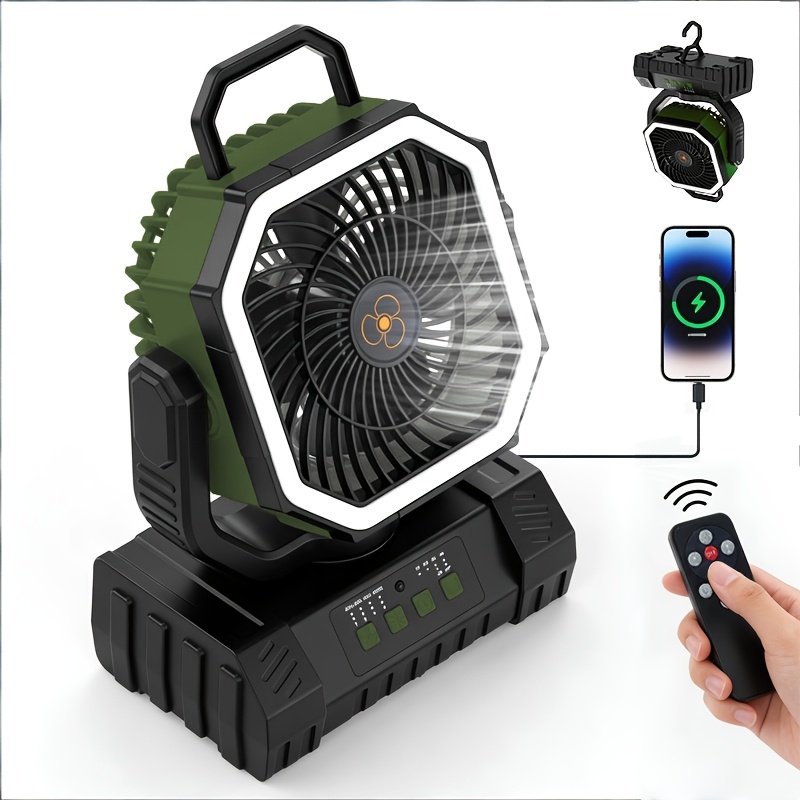 TEMU F6 Camping Fan Rechargeable, 20000mah Large Battery Powered Fans, Rechargeable Fan Portable With Remote, Cordless Battery Operated Fans With Led