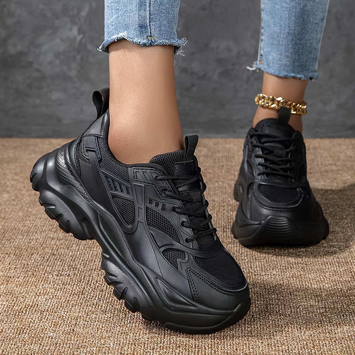 TEMU Sneakers, Women's Platform Dad Shoes, New Versatile Niche Fashion Lightweight Sports Casual Shoes